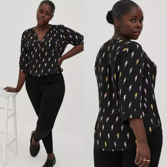 Torrid Harper Georgette Pullover 3/4 Sleeve Blouse - Picture 1 of 15
